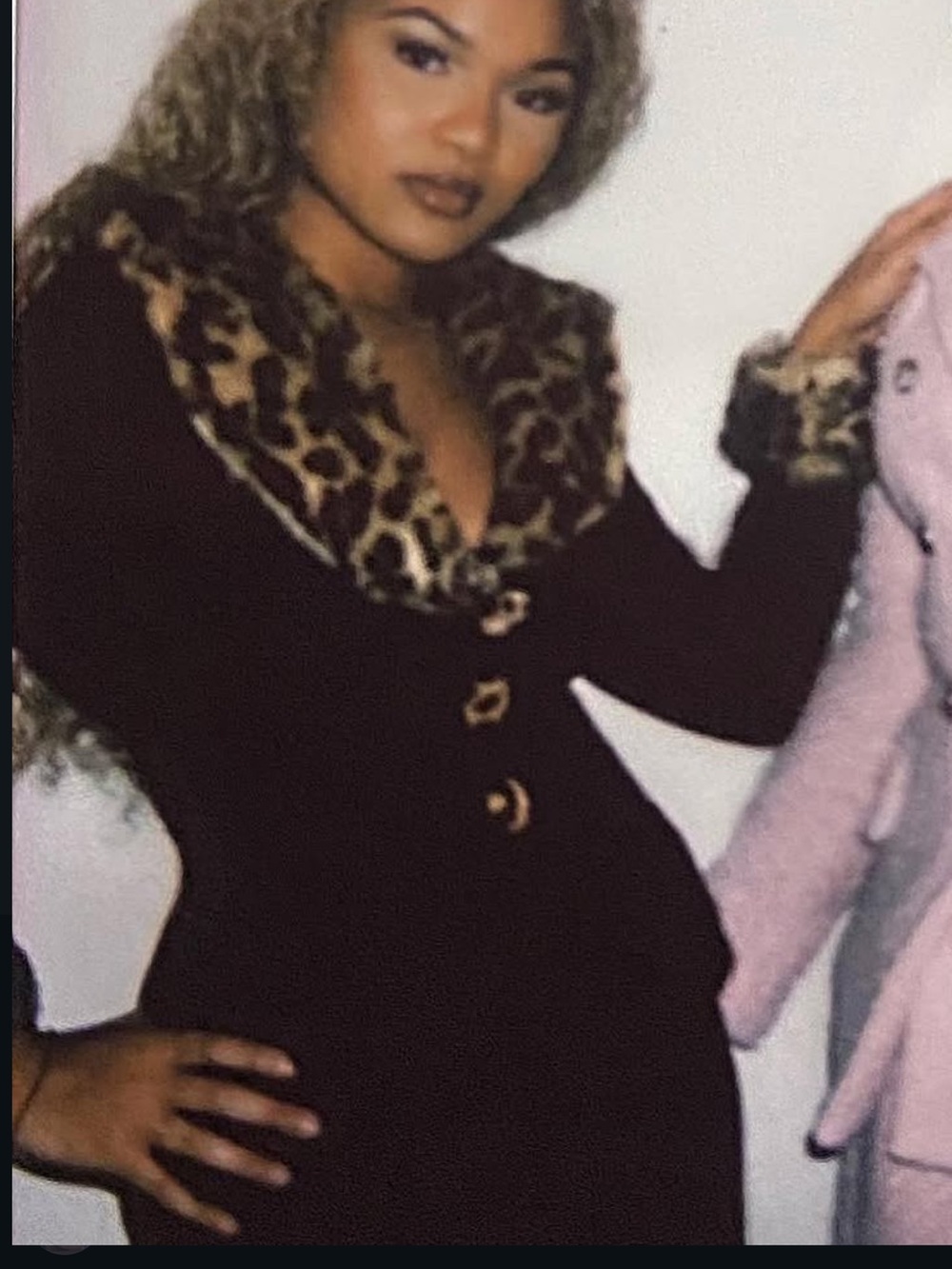 Leopard Trim Black Women's Jacket